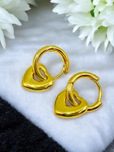 Kolczyki kółka z serduszkami złote