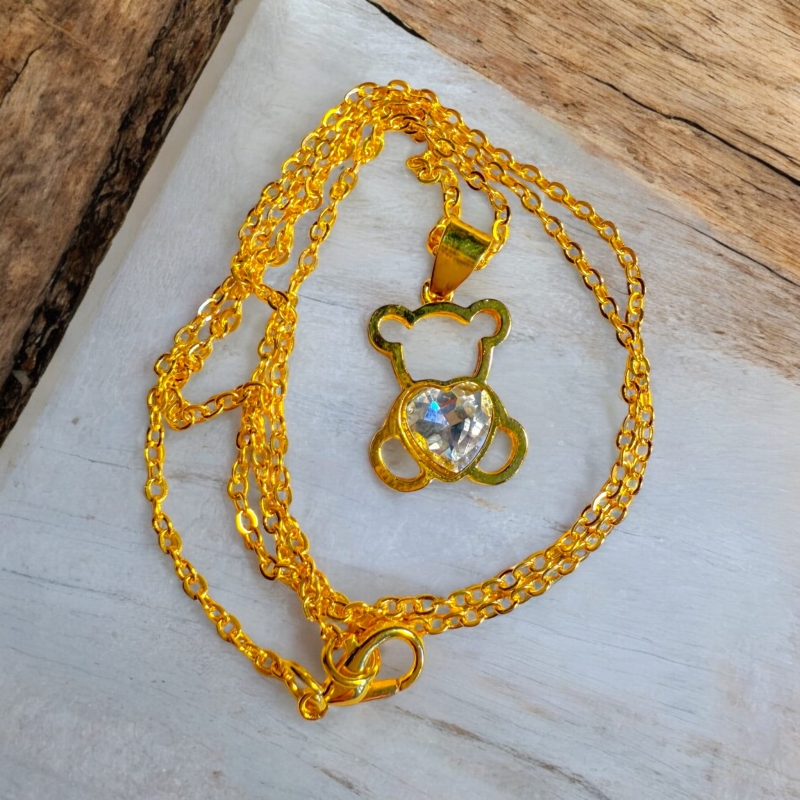 Łańcuszek z misiem pozłacany