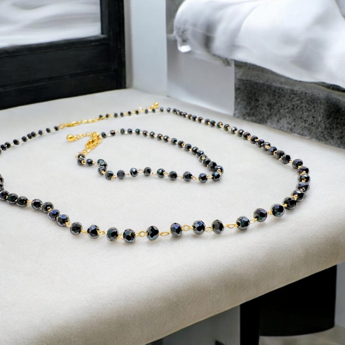 Czarny komplet naszyjnik i bransoletka