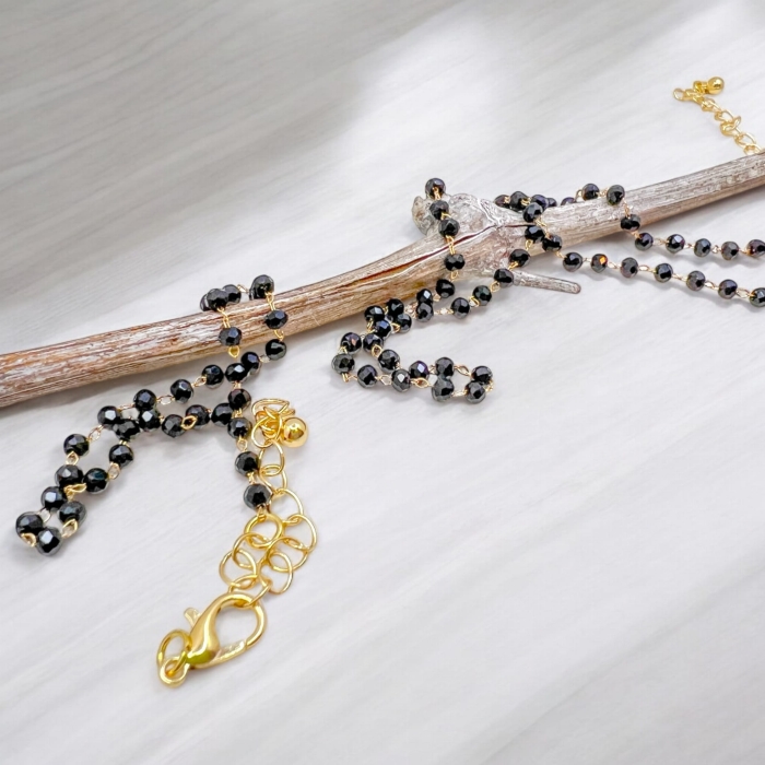 Czarny komplet z kryształków