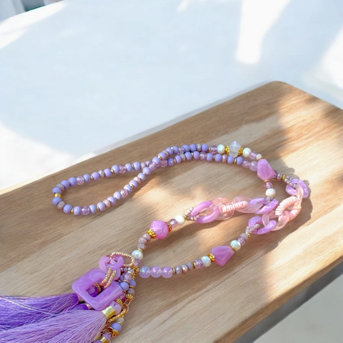 Naszyjnik boho fiolet