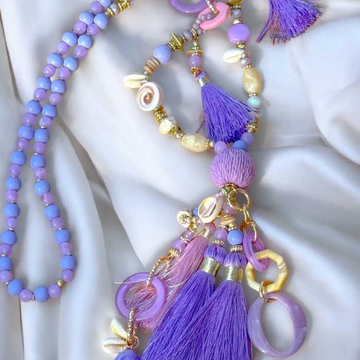 Naszyjnik boho fioletowy