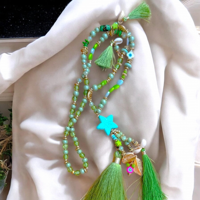 Zielony naszyjnik boho