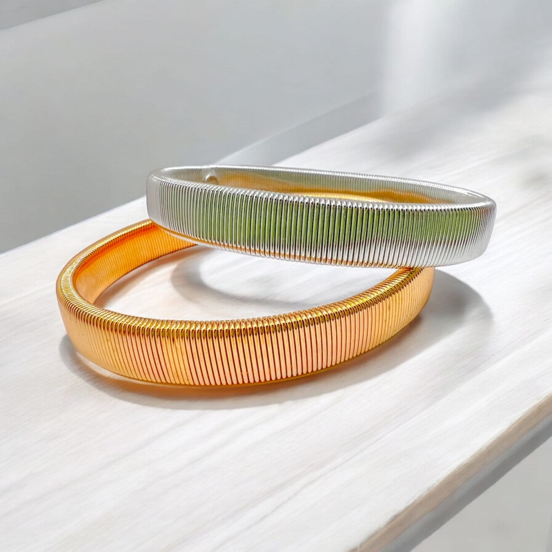 Komplet bransoletek srebrna i złota stretch