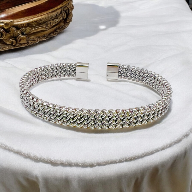 Bransoletka srebrna pleciona